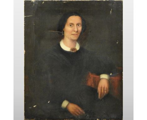 American School, (19th century), a portrait of a lady, oil on canvas, 76 x 64cm