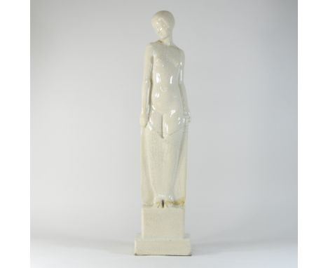 After Pierre La Faguays, an Art Deco style pottery figure of a lady, inscribed to the plinth 'La Faguays' and signed Evolutio