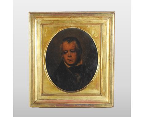 English School, (early 19th century), head and shoulders portrait of a gentleman, oil on copper, 18 x 15cm