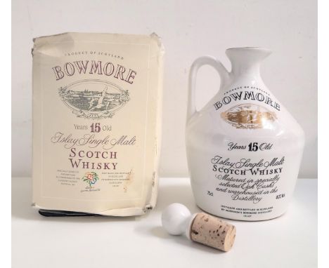 BOWMORE 15 YEAR OLD SINGLE MALT SCOTCH WHISKY GLASGOW GARDEN FESTIVAL bottled in a ceramic flagon to commemorate the Glasgow 