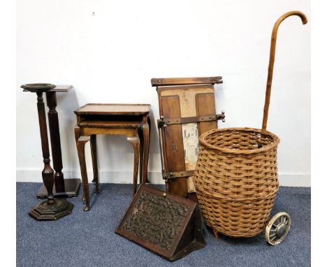 SMALL SELECTION OF VINTAGE OCCASIONAL FURNITUREcomprising a mahogany floor standing ashtray (insert lacking), 71cm high; a wi