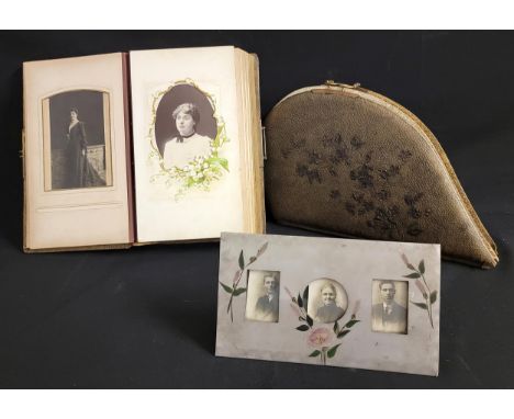 TWO VICTORIAN PHOTOGRAPH ALBUMSone unusual example opening out to a heart shape; the other containing various portrait photog