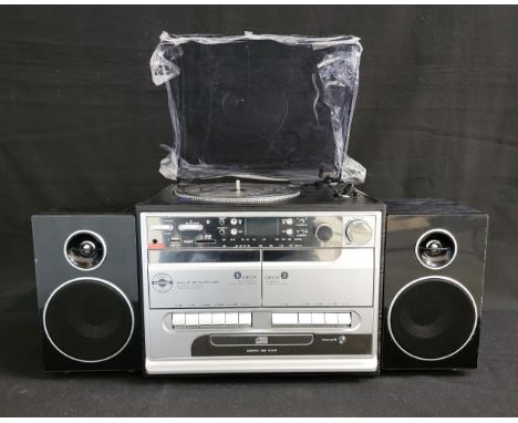 STEEPLETONE SMC386 BT PRO2 5 IN 1 MUSIC SYSTEM WITH SPEAKERSwith two tape decks, turntable, cd player radio with Bluetooth (B
