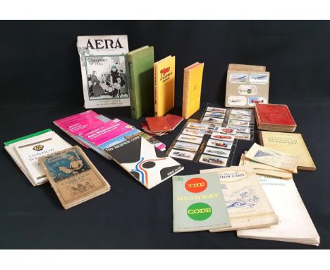 SELECTION OF VINTAGE MOTORING DOCUMENTS, CIGARETTE CARDS, MAPS AND MANUALSincluding a selection of mainly vehicle themed ciga