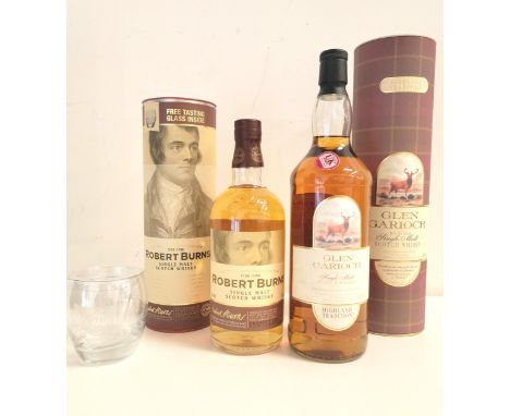 TWO BOTTLES OF SINGLE MALT SCOTCH WHISKY comprising Robert Burns distillery bottling from Arran distillery, 700ml and 43%, in
