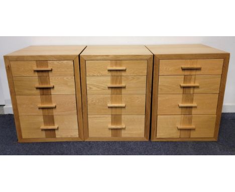 CONTEMPORARY OAK TEN PIECE BEDROOM SUITE BY WILLIS &amp; GAMBIER comprising double bed frame, dressing table with single draw