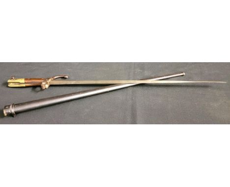 FRENCH GRAS M1874 BAYONET engraved in French and dated 1876 to the spine of the blade, hallmarked to the ricasso and complete