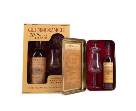 GLENMORANGIE 10 YEAR OLD 35CL AND 10CL - EACH WITH TASTING GLASSES HIGHLAND SINGLE MALT Famous for their unique stills, each 