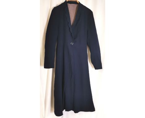 1930s navy crepe coat dress with button detail, small damage to lining 