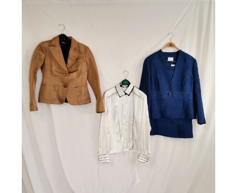 3 Vintage items inc Italian tan coloured jacket - slight marking to front by Pedro Del Heirro - 86cm bust t/w Windsmor 70s bl