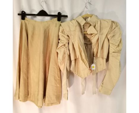 Edwardian blouse in worn condition by Barkers of Kensington t/w silk underskirt. Blouse has some damage on reverse, used. 