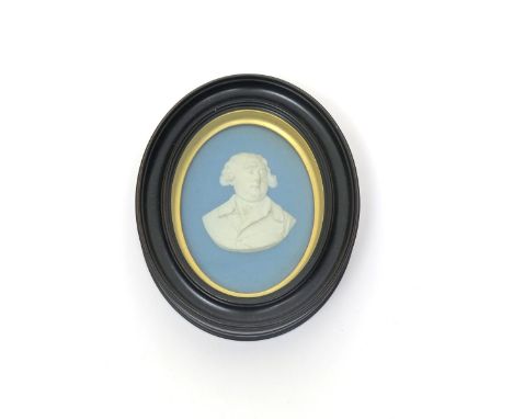 A Wedgwood Jasperware portrait plaque of Charles Fox  late 18th/early 19th century, applied with a head and shoulders portrai