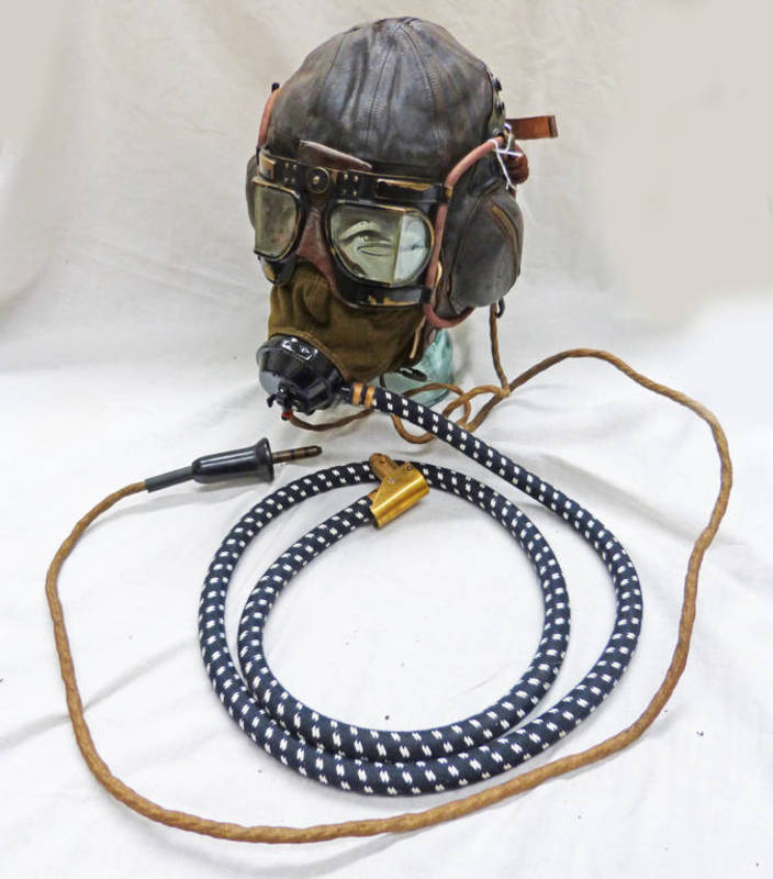 WW2 RAF B-TYPE FLYING HELMET ON A GLASS HEAD WITH MK VII GOGGLES AND D ...