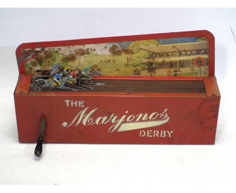 Racing Game - A unnamed unboxed wind up horse racing game, that includes 6 metal horses. the item appears to be in good condi