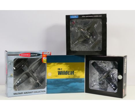 Dragon - Solido - Modelzone / Oxford Diecast - Three boxed 1:72 scale diecast military aircraft models. Lot consists of Model