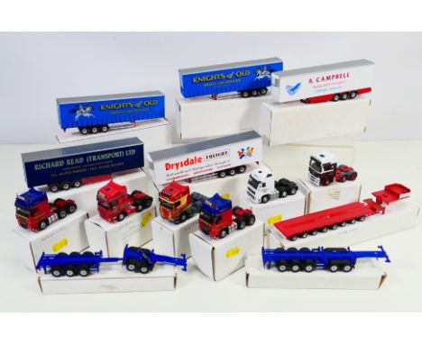 Oxford Diecast - A boxed collection of six Oxford Diecast 1:76 scale model tractor units, and eight boxed container and trail