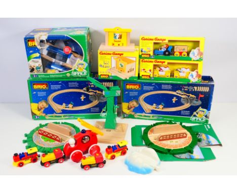 Brio - Curious George - A group of mostly boxed items including Curious George Train, Theatre and other items, also Brio Spac