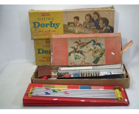Chad Valley - Merit - a mixed group of boxed Horse racing games, that includes Merit Electric Derby and Chad Valley Up and Ov