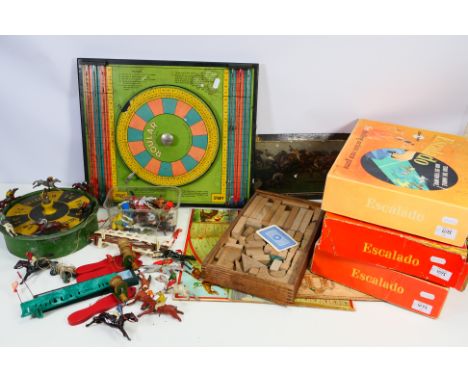 Chad Valley - Kum-Bak - A collection of games including Escalado, a vintage cast metal Horse Racing spinner game, Roular, and