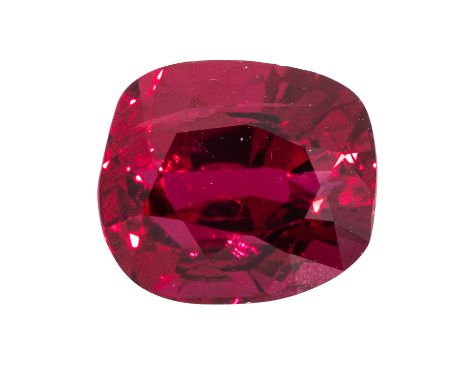 Loser Rubin von 2,242 ct, antik oval facettiert  7,6x6,8x5 mm, mit Befundbericht von 1974.| Loose ruby 2.242 ct, antique oval