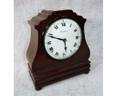A 1930S WALNUT CASED MANTEL CLOCK, the white dial inscribed 'Frodsham', 7" high