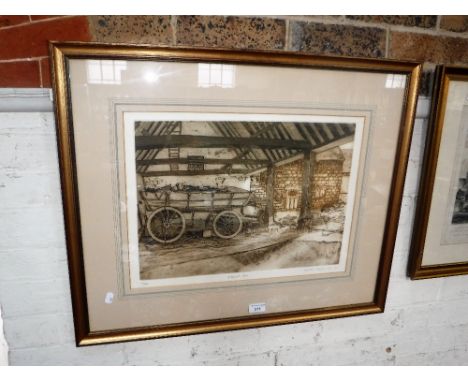 MICHAEL CHAPLIN, RE: 'Cotswold Barn', etching, No. 29/100 dated 1977