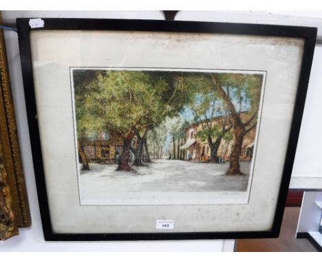 TATTON WINTER RBA; 'Entraigues near Avignon, coloured etching 