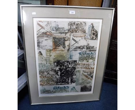 MAIDY: 'Encroachment', etching No. 16/50, in a brushed steel frame 