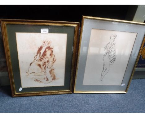 A PORTRAIT OF A GIRL IN A BONNET, indistinctly signed, watercolour and a similar study 