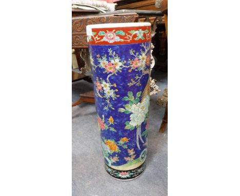A JAPANESE CERAMIC CYLINDER STICK-STAND, 24" high