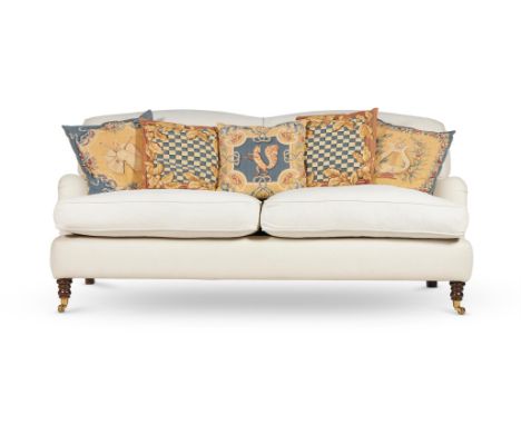 A PAIR OF UPHOLSTERED SOFAS IN THE MANNER OF HOWARD & SONS 20TH CENTURY Possibly by George Smith 88cm high, 188cm wide, 90cm 