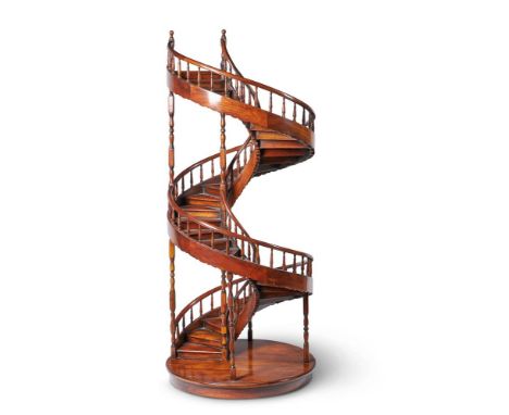 THEODORE ALEXANDER, A VARNISHED WOOD SCALE MODEL OF A SPIRAL STAIRCASE  MODERN 105cm high, 46cm diameter at the base  Conditi