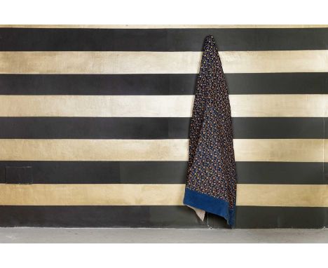A block-print quilted bedcover, the block print possibly 18th century, Indian, with later indigo-dyed borders,200 x 180cm