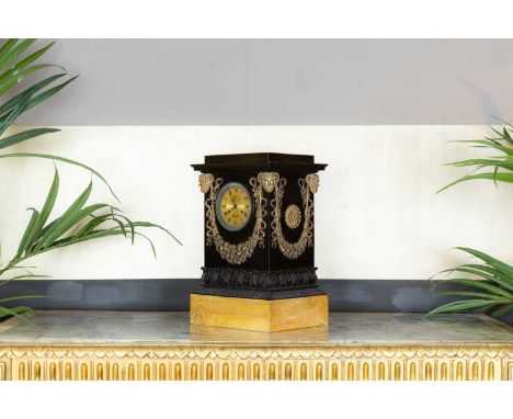 A French Empire bronze cased mantel clock, c.1820, the eight-day striking movement by Hemon, the case by Ledure, Paris, with 