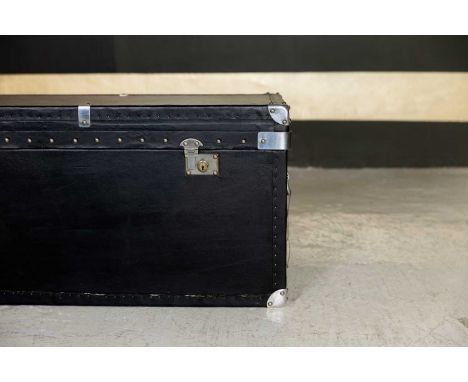 A leather-clad trunk, 20th century, with silvered-brass mounts, 91cm wide52cm deep48cm high