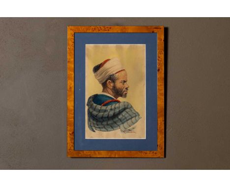 Michael Dakar (20th century) Portrait of a mansigned 'Michael Dakar' l.r., watercolour 58 x 47cm, in a burr elm frame