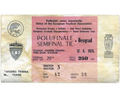 Eintrittskarte EM1976 - Halbfinale Europameisterschaft 1976. Eintrittskarte Deutschland - Jugoslawien 17.6.1976 in Belgrad. 1