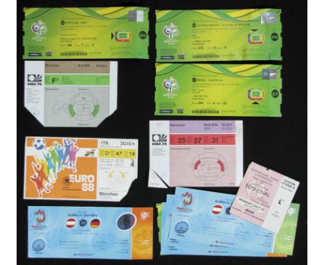 Eintrittskarte WM+EM 1966-2008 - 12 Eintrittskarten von Spielen bei Fußball - Weltmeisterschaften und Europameisterschaften v