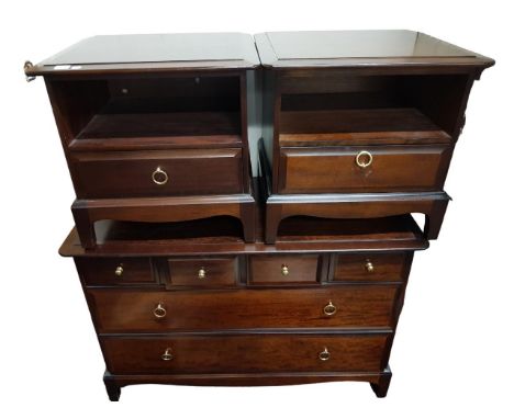 STAGG CHEST OF DRAWERS AND 2 BEDSIDE LOCKERS 
