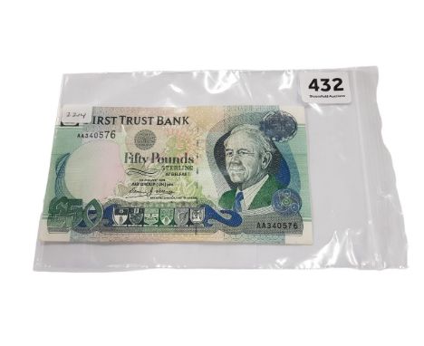 FIRST TRUST£50 BANKNOTE D.J.LICENCE PREFIX AA DATED 1.1.1998 