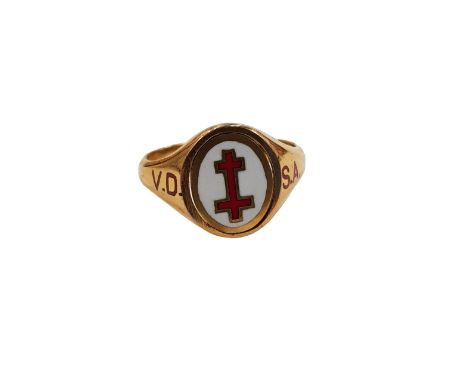 9 CARAT GOLD MASONIC SWIVEL RING 6.6G SIZE R&nbsp;