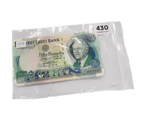 FIRST TRUST £50 BANKNOTE D.J.LICENCE PREFIX AA DATED 1.1.1998 