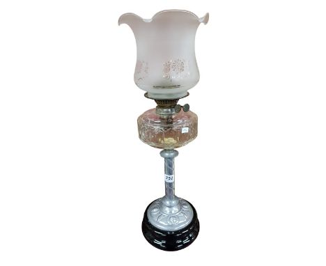 ART NOUVEAU OIL LAMP WITH SHADE 