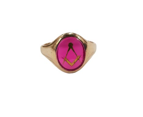 9 CARAT GOLD MASONIC RING 4.35G SIZE R