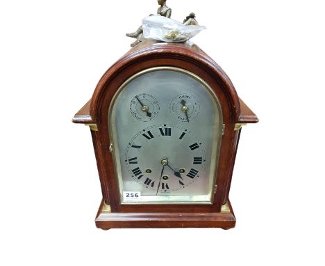 FINE QUANTITY INLAID EDWARDIAN BRACKET CLOCK, KEY AND PENDULUM 
