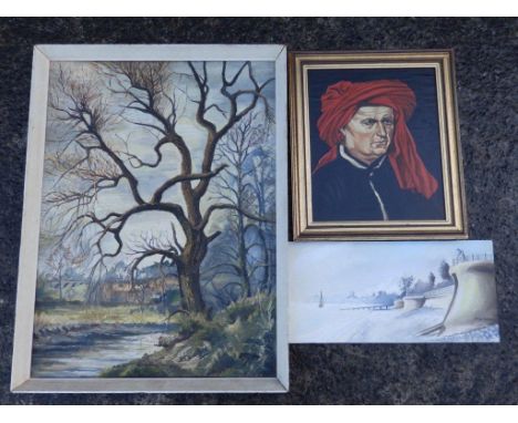George Dolman – oil self portrait together with two other oils by the artist  (3)