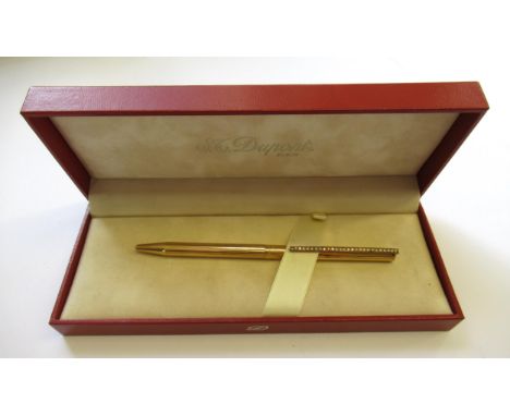 Dupont Gold plated ballpoint pen with diamond set clip, in original box