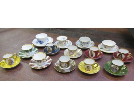 Collection of mainly Continental porcelain cabinet cups and saucers