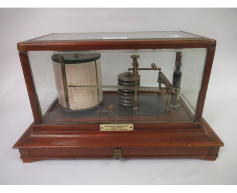Early 20th Century mahogany cased improved barograph by James Brown, having bevelled glass and single drawer, 36cm wide x 21c