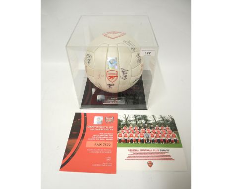 Arsenal signed football in Perspex case, with certificate of authenticity